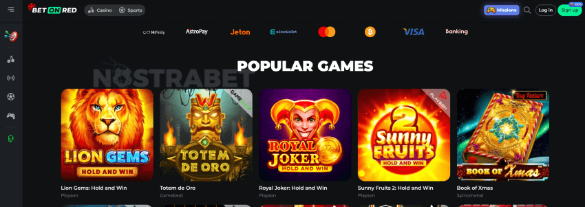 BetonRed casino homepage