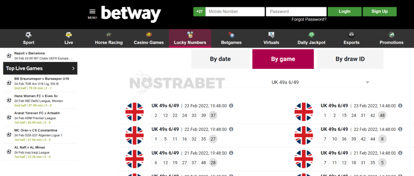 betway lucky numbers resultst