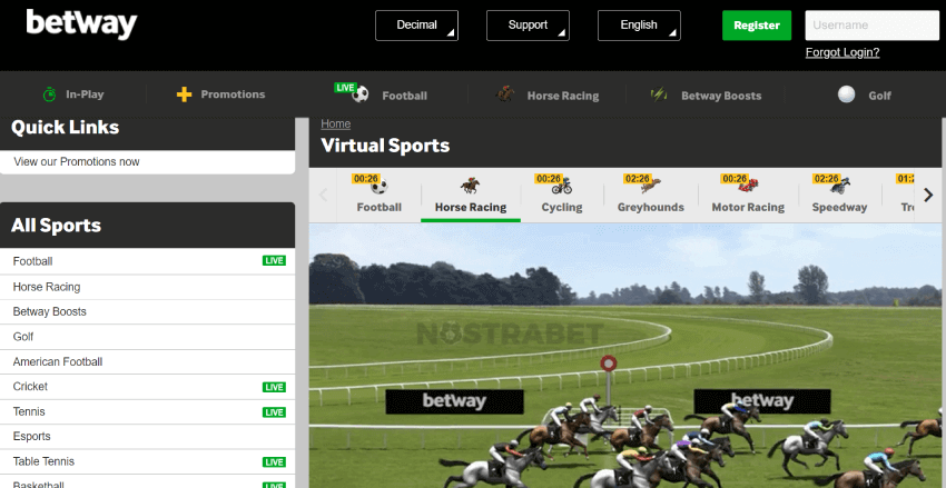 betway virtual horse racing betting